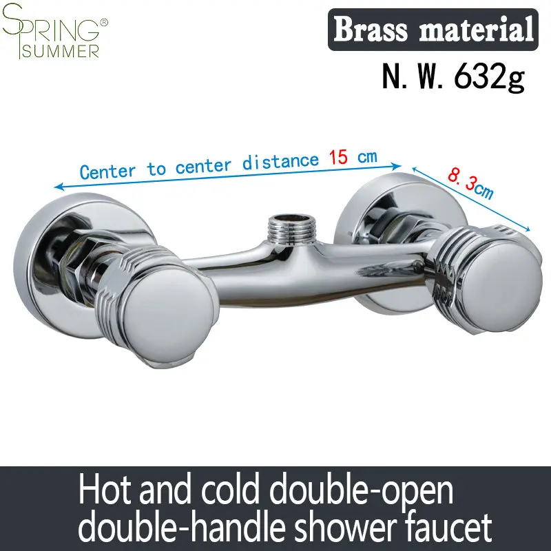 Double switch  brass Wall Mount Shower Mixer Faucet Double handle bathroom shower faucet set