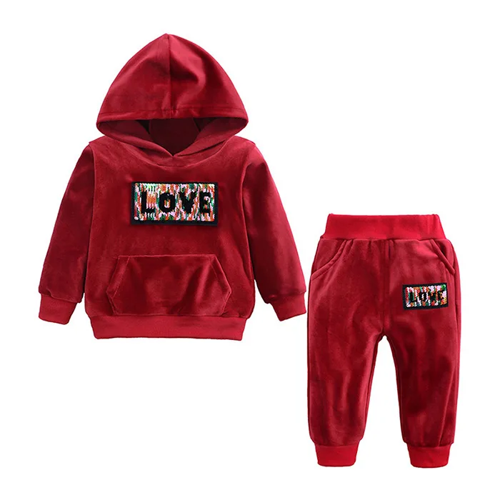 
Children Velvet Tracksuit Baby Hoodie Set Kids Autumn Clothing 
