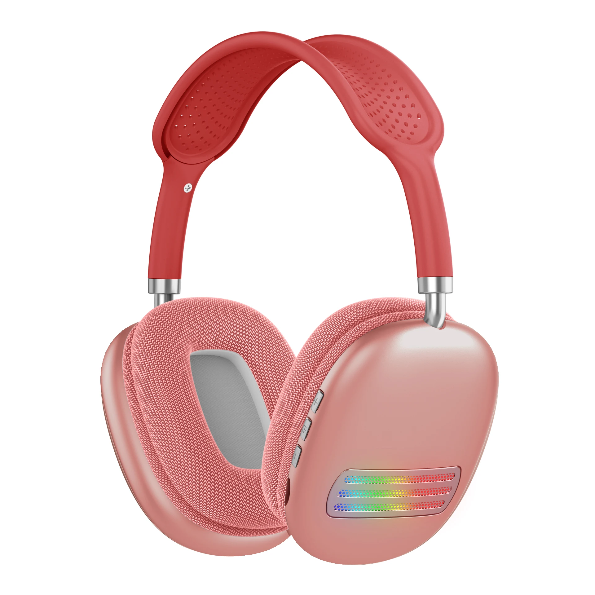 Foldable Wireless Over Ear Headset with Microphone RGB LED Light Noise Cancelling Bass Stereo Sound AUX TF Card FM Radio Mode