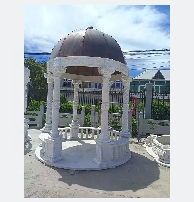 Large Size Stone Round Gazebo Outdoor Marble Pergola