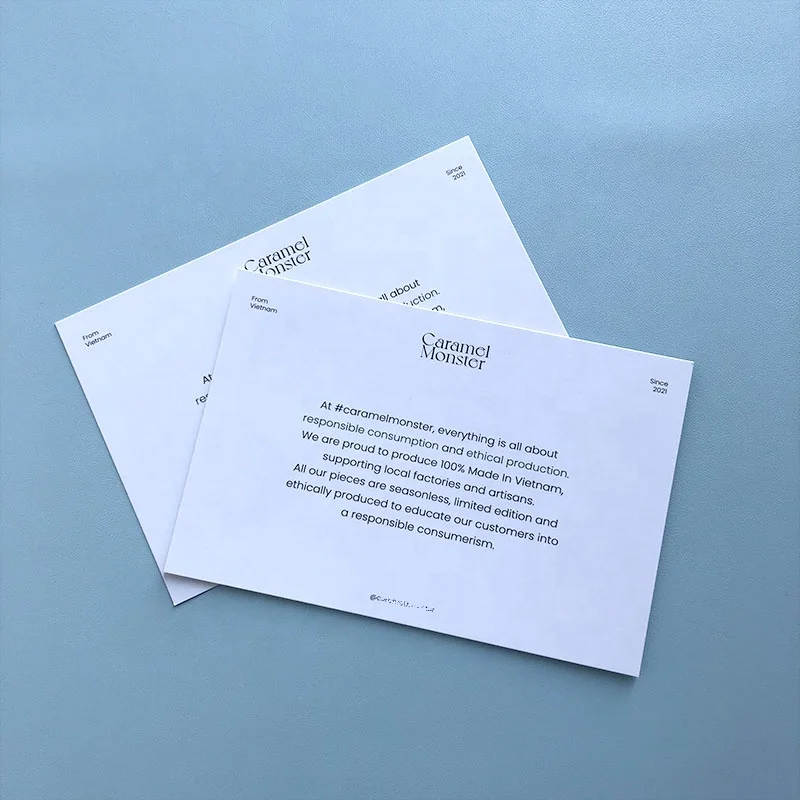 Customized logo embossed debossed biodegradable thank you cards for business