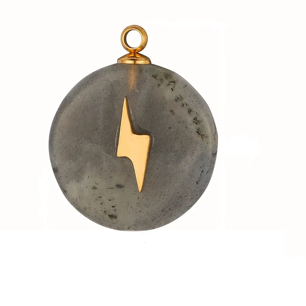 Jade Star Bohemian Natural Stone Charm Stainless Steel Turquoise DIY Jewelry Accessories Round Irregular Pendant for Necklace