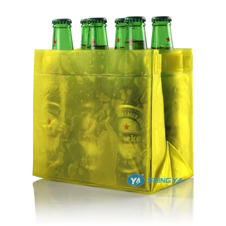 Cheap promotional foldable 6 pack pvc wine bottle cooler bag reuseable pvc foldable cooler bag