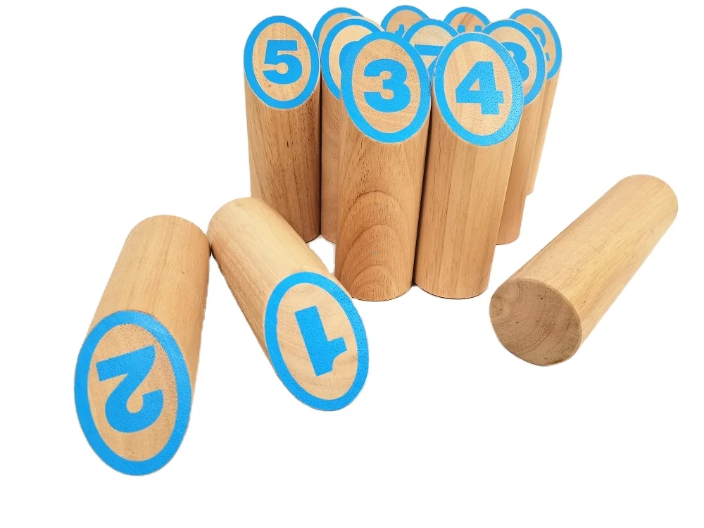 Vintage Garden Bowling Wooden Outdoor Skittle Game Scatter Set  Throwing Yard Games