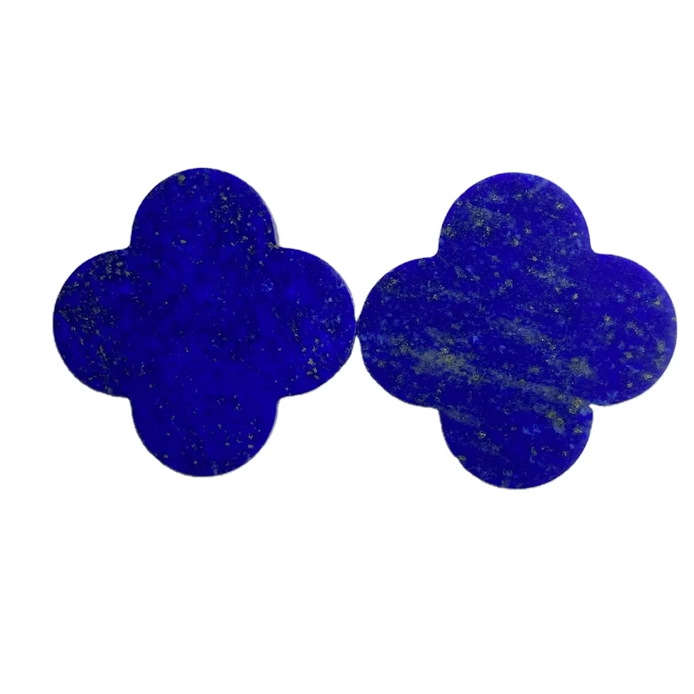 HQ Gems Specialized Production Four Leaf Clover Stone 10mm-23mm Natural Malachite Lapis Lazuli 4 leaf clover