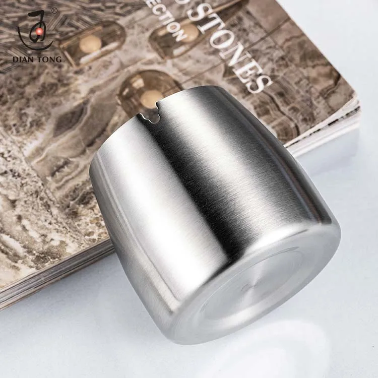 High Quality Cigarette Smoke Shop Hotel Restaurant Portable Ashtray Custom Logo Brand Ash Tray Tapered Stainless Steel Ashtray