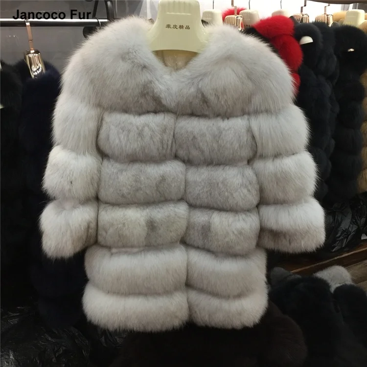 High Quality Winter Thick Warm Long Fashion Coats Real Black Fox Fur Coat