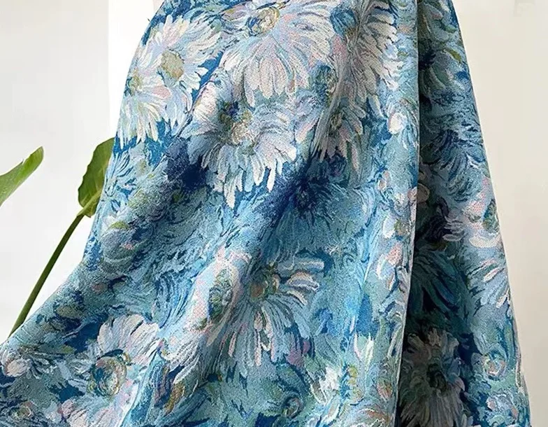 Sunflower oil painting style floral cloth cloth clothing case and bag handicrafts dress DIY tablecloth cloth