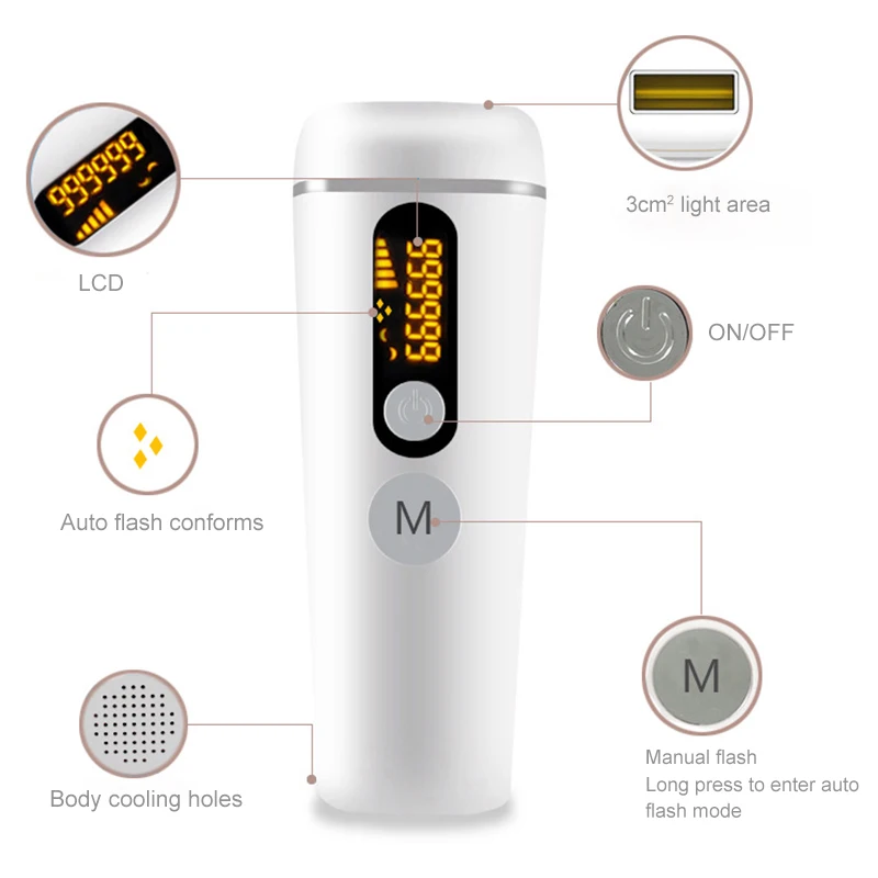  990000 Flashes Ipl Laser Hair Removal Lcd Display Epilator Shaver Body Face Trimmer Painless Remover Machine