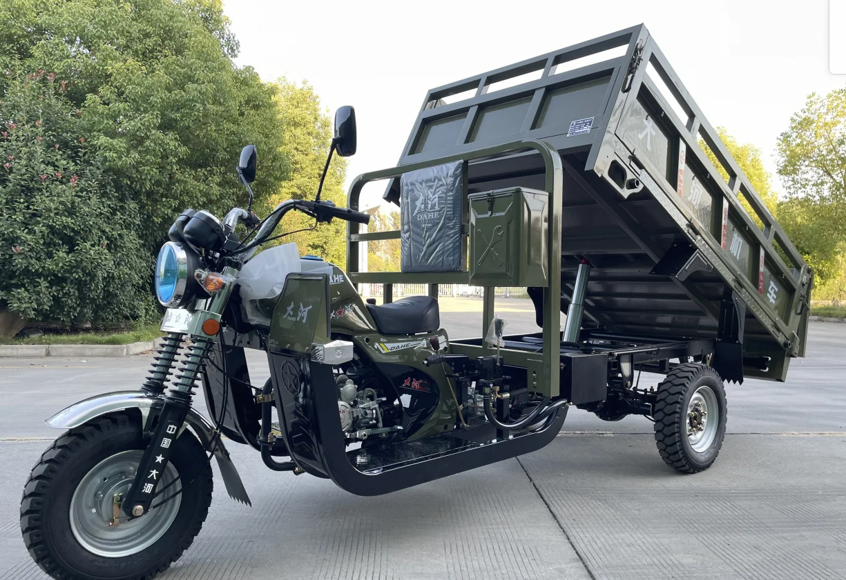 Грузовой сельскохозяйственный 3-колесный мотоцикл 175cc ZONGSHEN бензиновый двигатель Гидравлический самозагружающий трехколесный велосипед