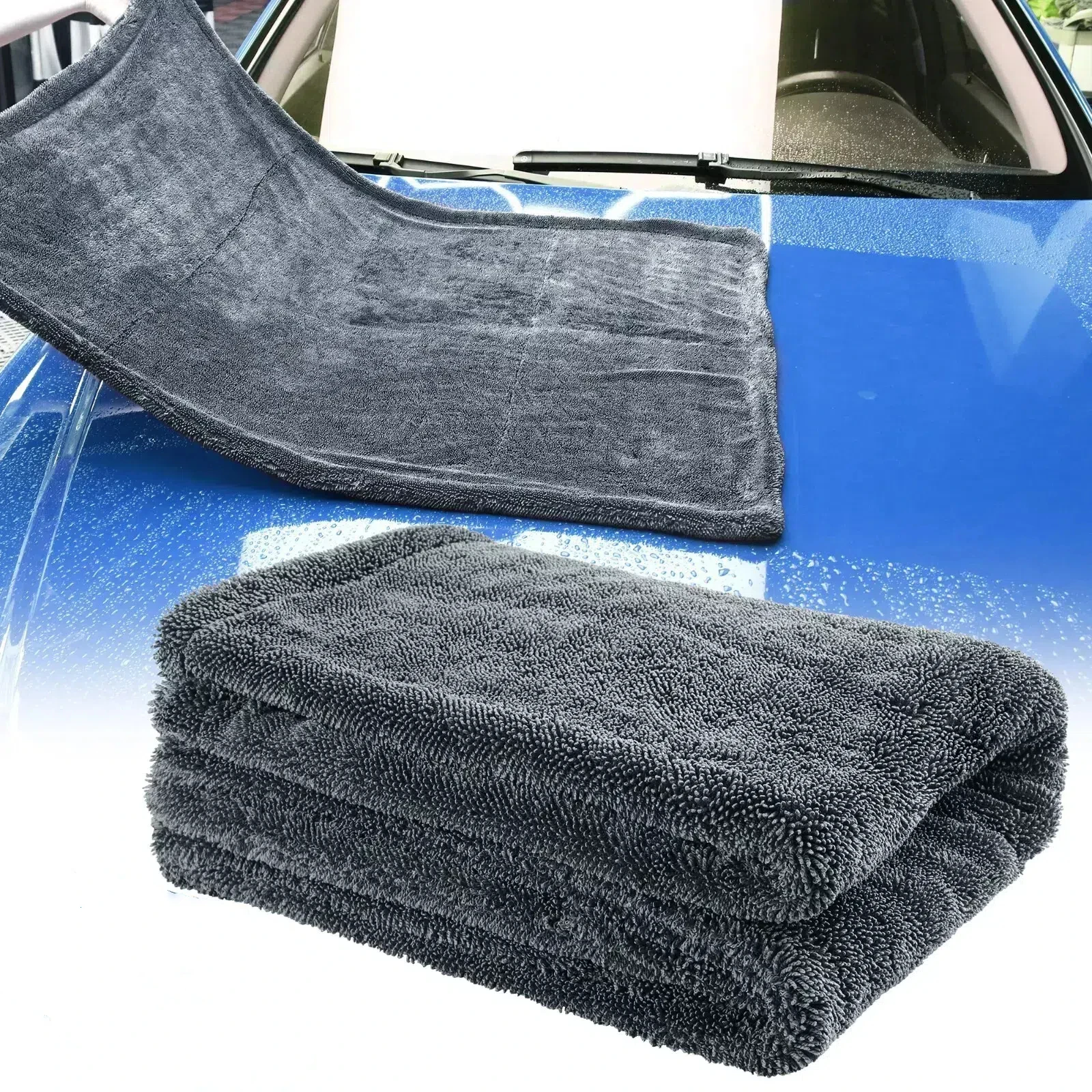 Wholesale Detailing Auto Microfiber Car Wash Cleaning Cloth 1200/1500/1600gsm Lager Double Side Twisted Loop Drying Towels