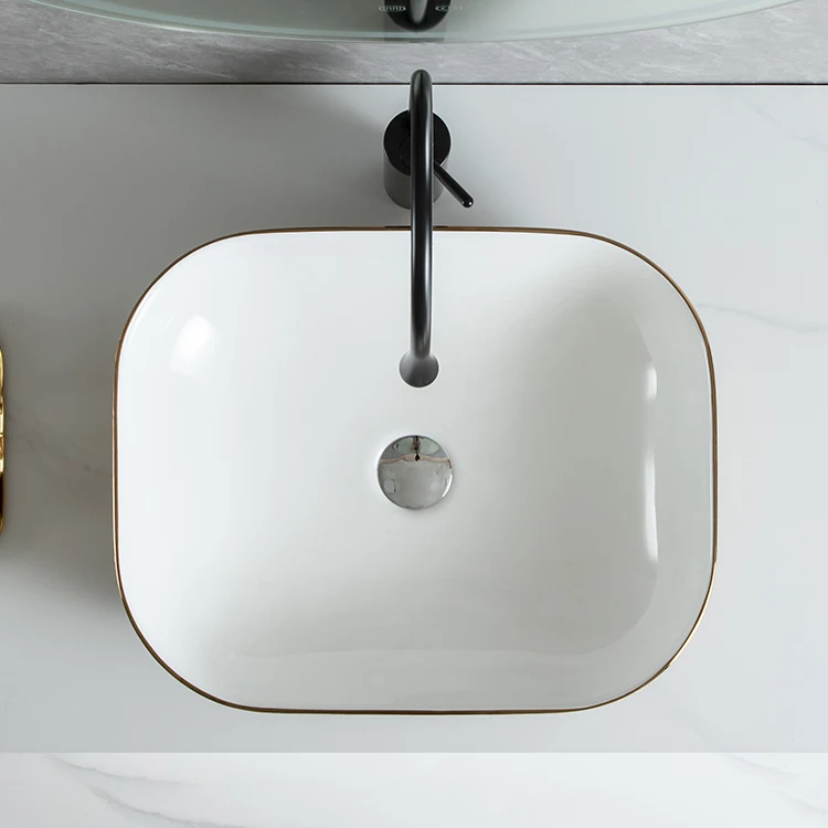 Bowl Shaped Console Sinks Toilet Sink Ceramic Manufacturing Process Rose Gold Wash Basin