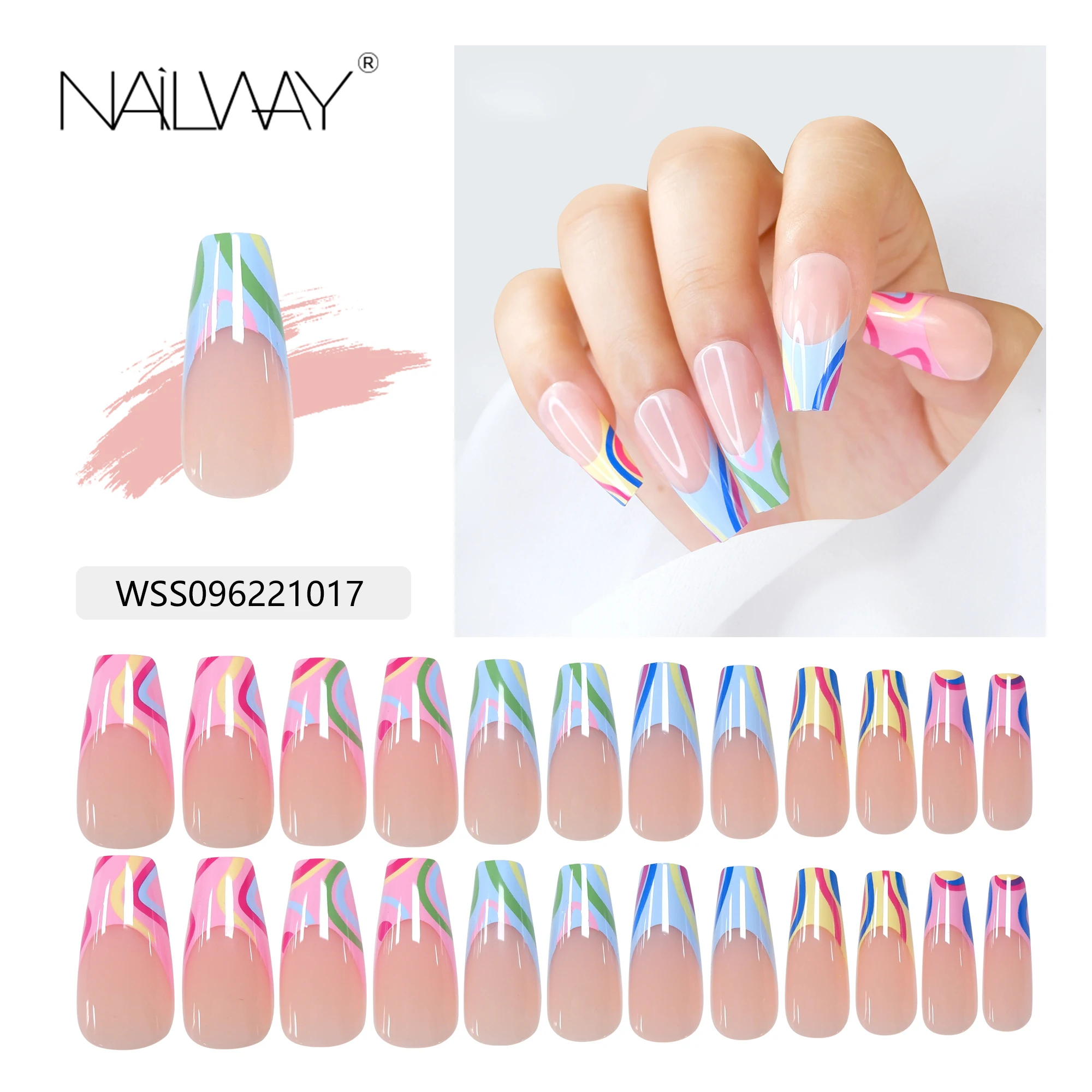Nailway средней длины оптовая продажа длинный гроб балерина искусственная палочка для ногтей на заказ