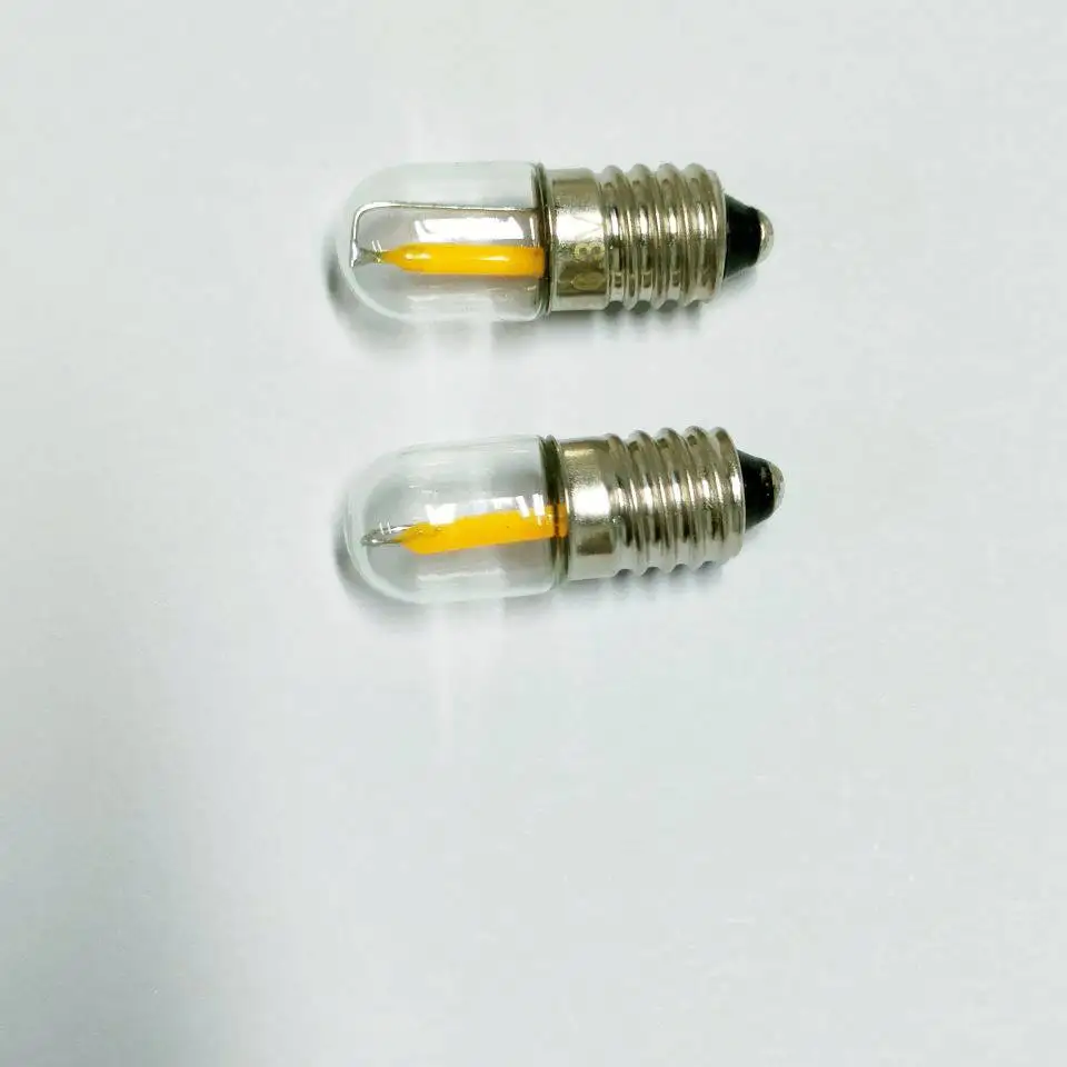 Led Filament Bulb E10 6.3V 12V 24V Round Top Auto Miniature Signal Bulb E10 0.3-0.5W Pinball LED Bulbs