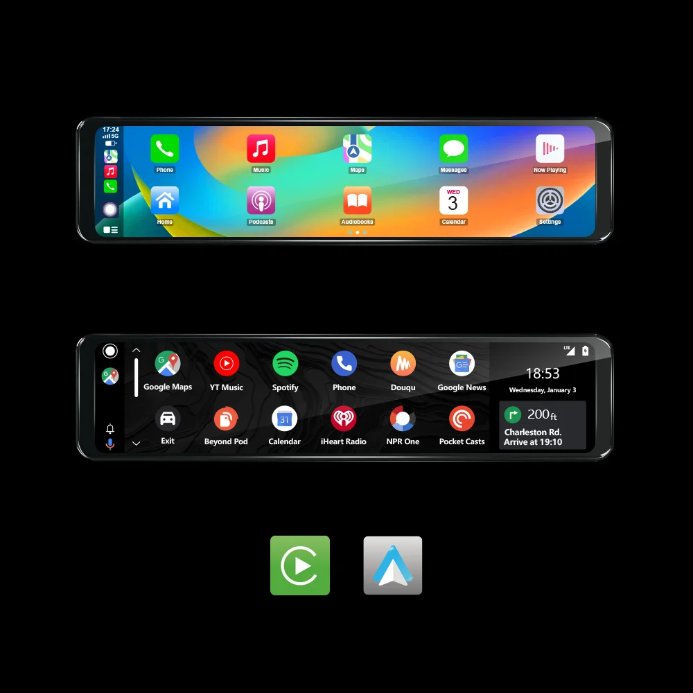 12 Inch 4K+1080P rearview mirror Car DVR Carplay Android Auto WIFI GPS dual Dash Cam front and rear 4K for Car Auto Recorder