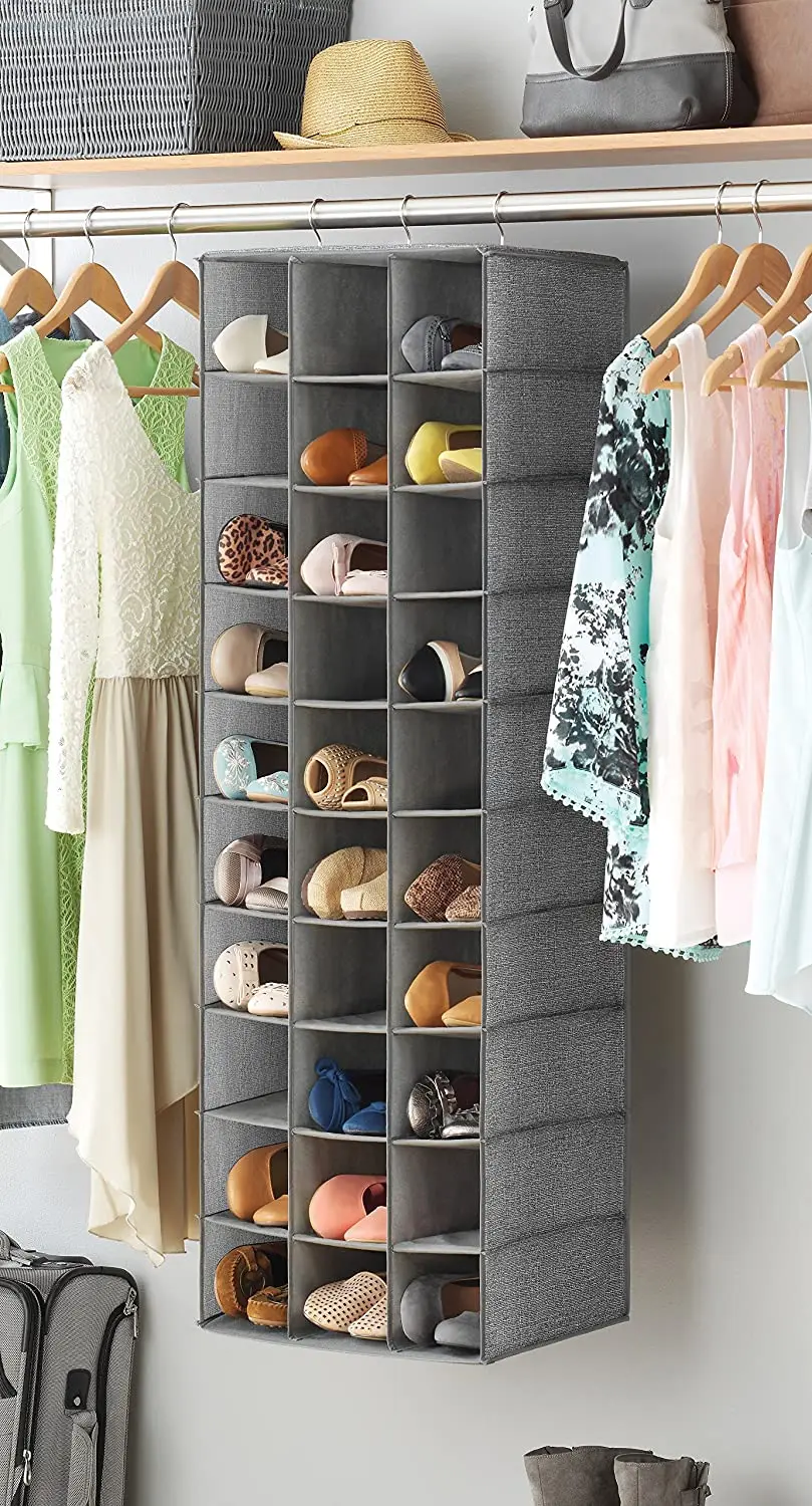 Hanging Shoe Closet Organizer, 30 Sections Hanging Closet Organizers and Storage Shelves with 6 Mesh Pockets