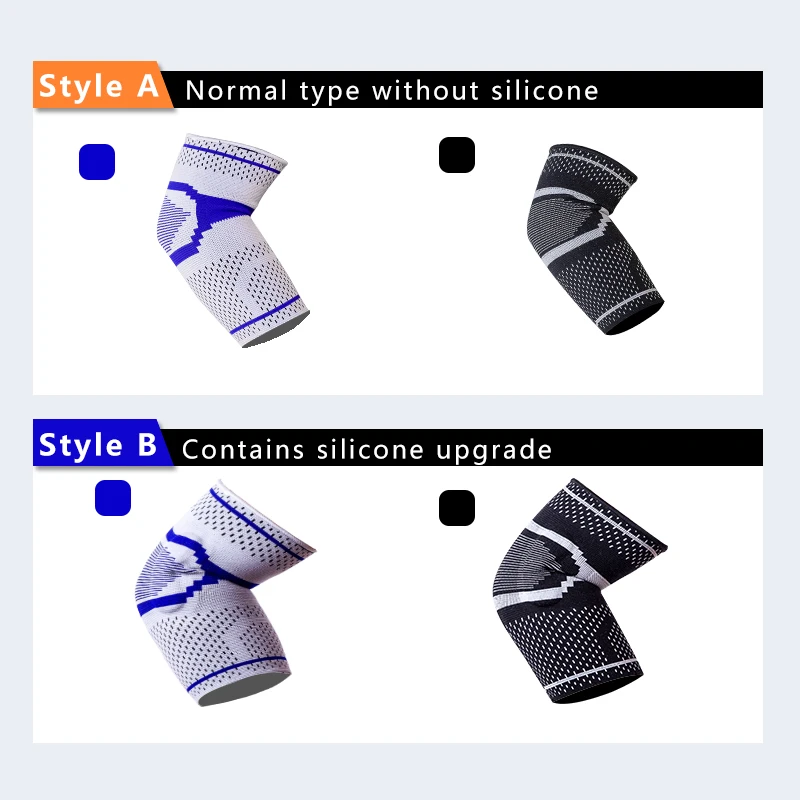 Customized LOGO Volleyball Soft Knitted Compression Joint Comfortable Anti-slip Elbow Brace Sleeve With Silicone