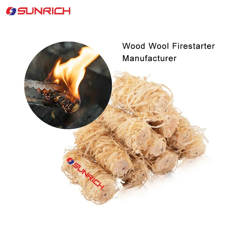 Sunrich Nature Fast igniting Wood Wool Fire Starters For Campfires Fireplace Organic Charcoal Eco Friendly Firelighter