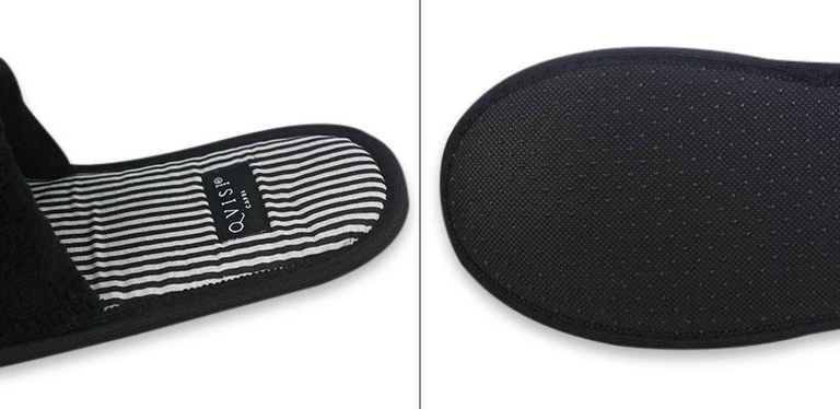 Custom High Quality Comfortable Black Disposable Hotel Slippers With Logo