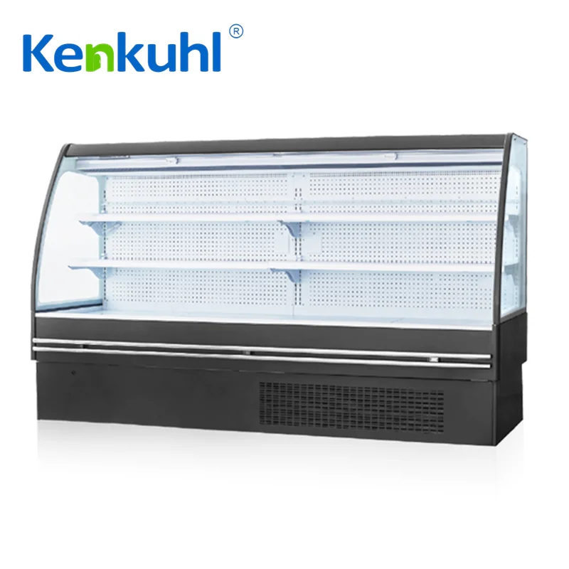 Kenkuhl remote semi vertical multideck display open drinks fruit milk cake food grocery showcase chiller supermarket