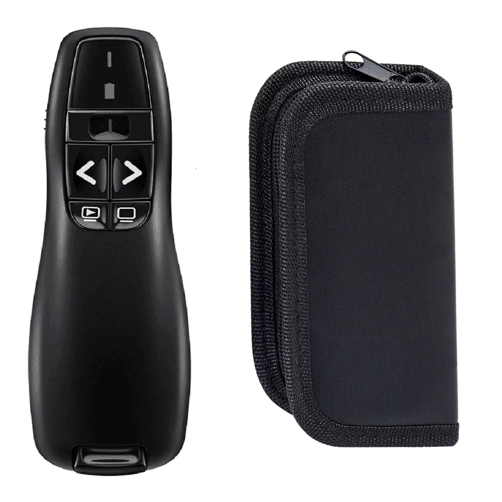 R400 Wireless Presenter with Laser Pointer Red, USB Laser Pointer Presentation Clicker for Powerpoint (Black)