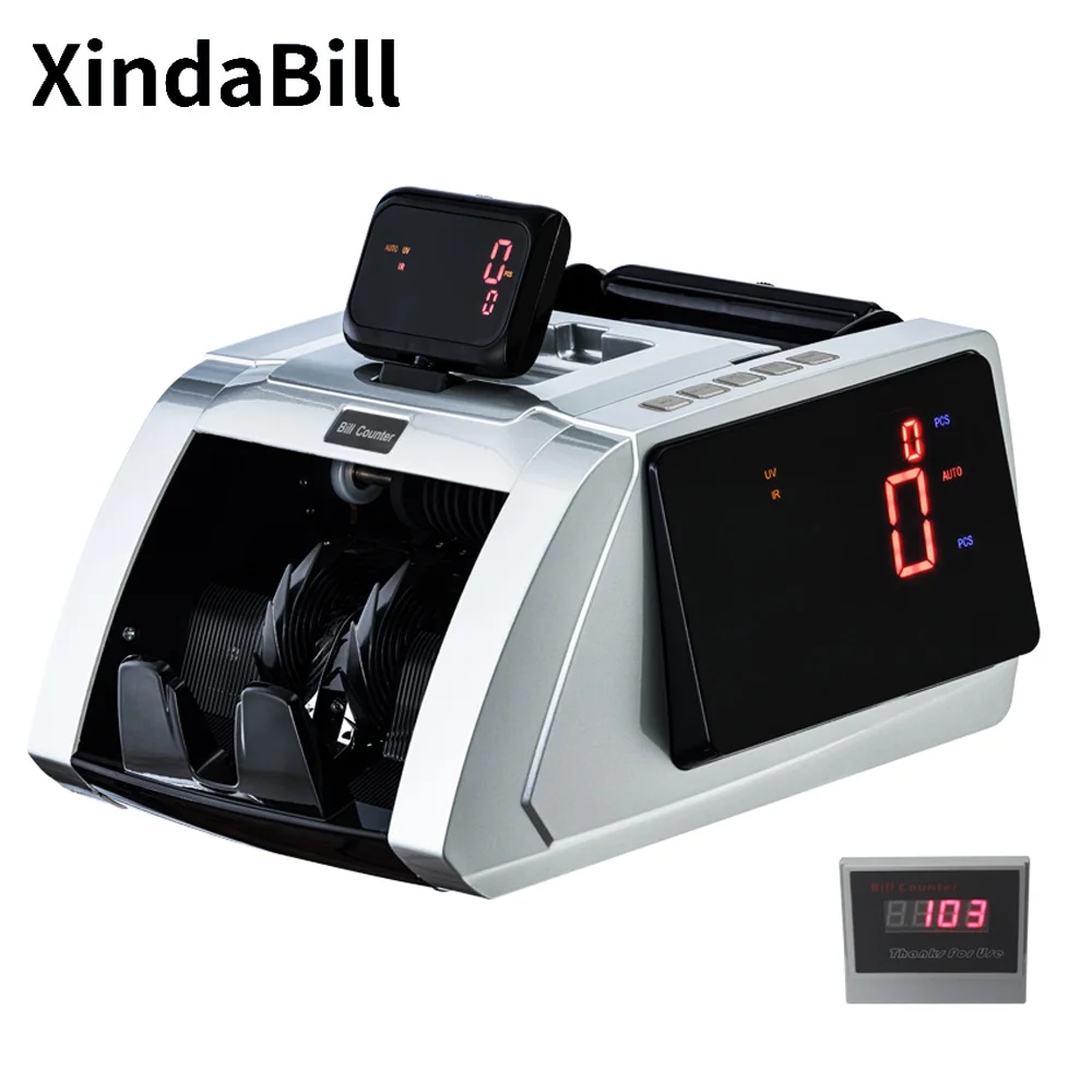 Xindabill 1003 UVMGIR Money Counter Machine USD EURO Banknotes Cash Currency Detector Large Display Bill Counter Bank Use