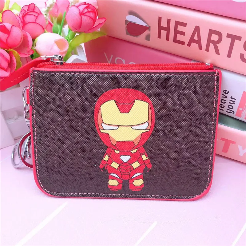 QY Spider-mans Bat-mans Revenge Captain Cartoon Pu Card Sleeve + Coin Purse Student Meal Card Bus Access Control Id Set