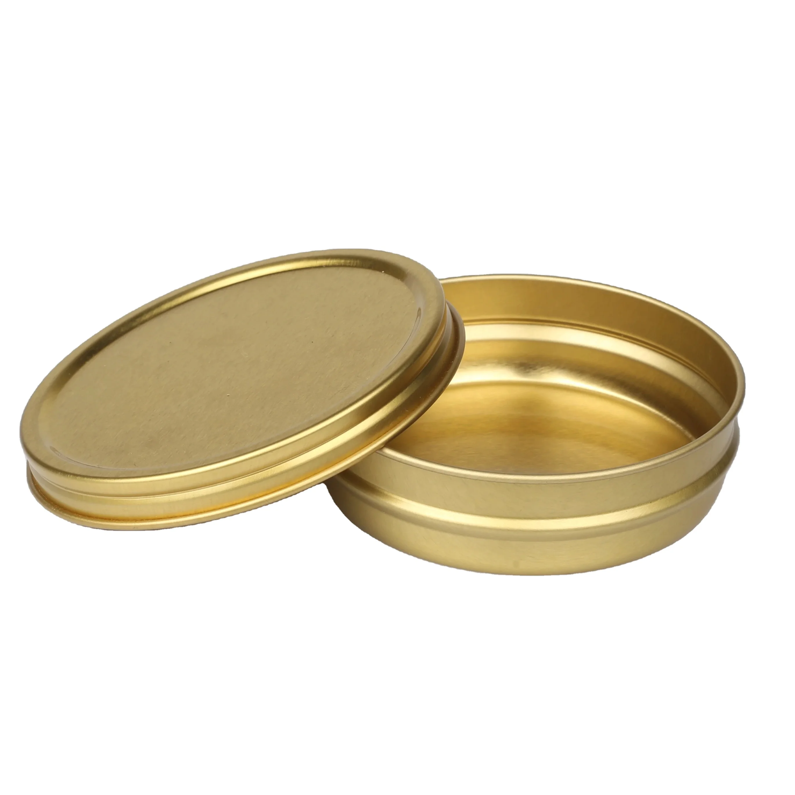 Gold anodized inside outside Shallow seamless  tin containers with lids 500g250g125g50g30g20g for caviar distributors