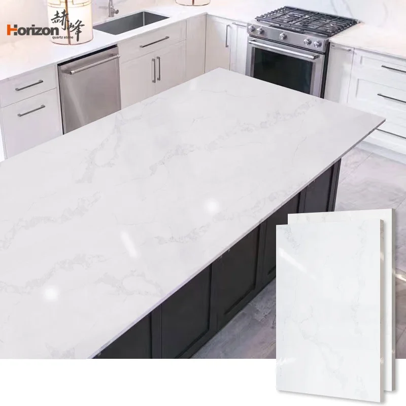  Horizon artificial white calacatta cuarzos quartz slab price counter top countertops for kitchens