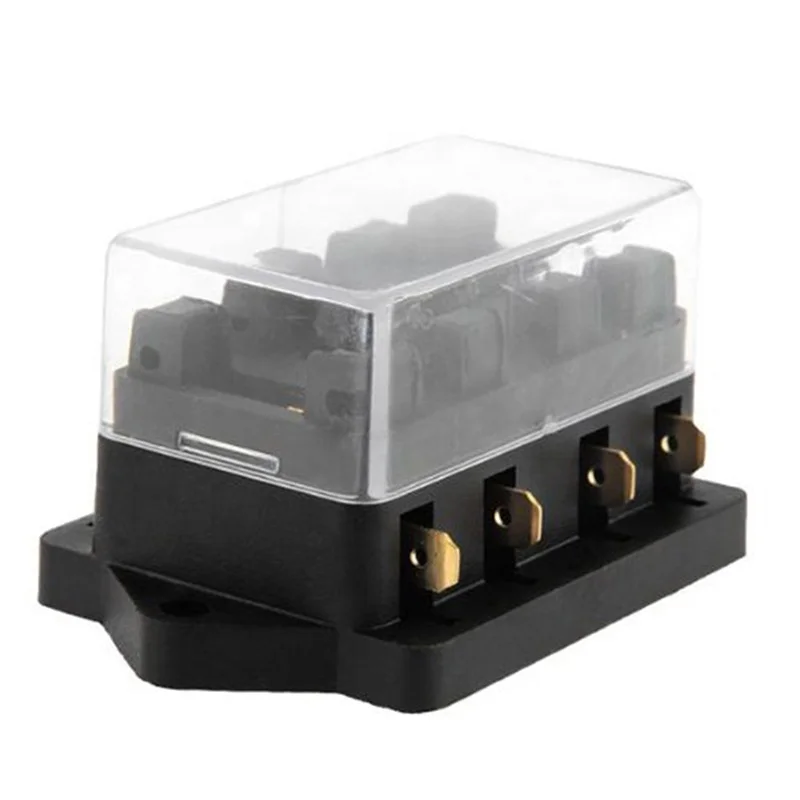
4 Way Fuse Box Block Fuse Holder Box Car Vehicle Circuit Automotive Blade 12V24V/32V/48V 4 Way Fuse Box Block Fuse Holder Box Car Vehicle Circuit Automotive Blade 12V