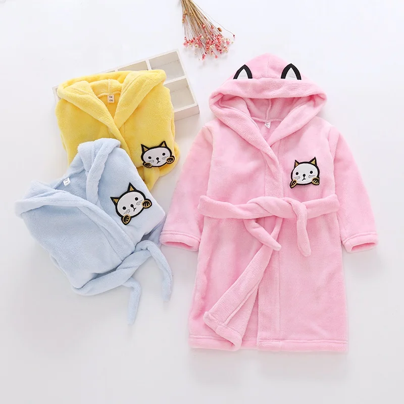 
Wholesale Soft Children Pink Organic Breathable Animal Hooded Bathrobe for Kids 