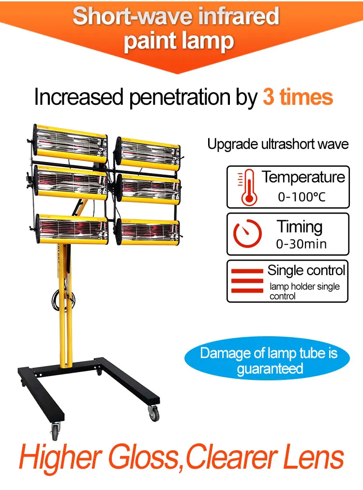 B6EA infrared paint dryer lamp paint curing lamp 6000W shortwave ir lamp for auto paint drying