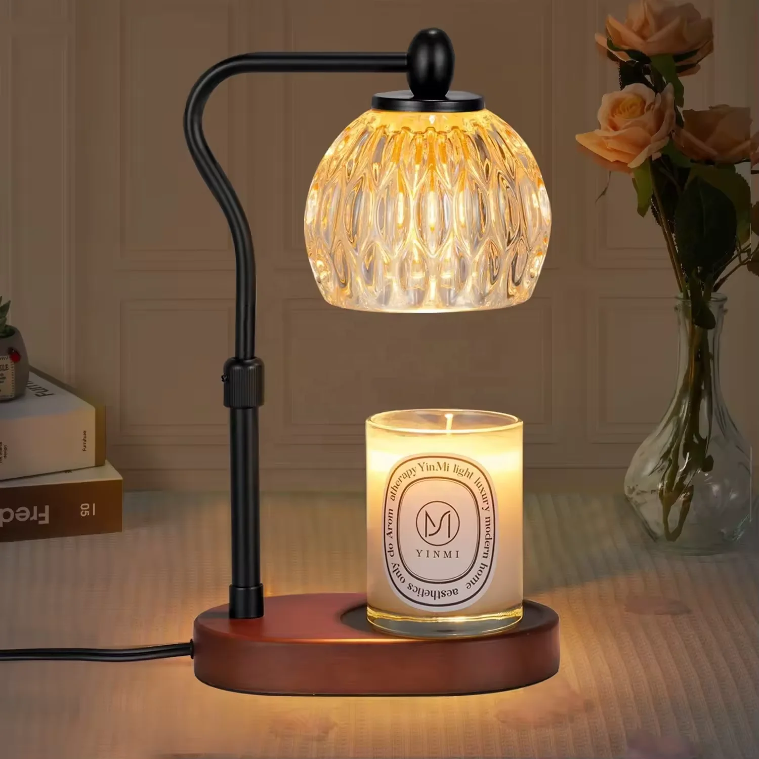 Wholesale Factory Retro Candle Warmer Lamp Adjustable Height Style Dimming Switch For Bedroom/Livingroom Safe Crystal Lamp