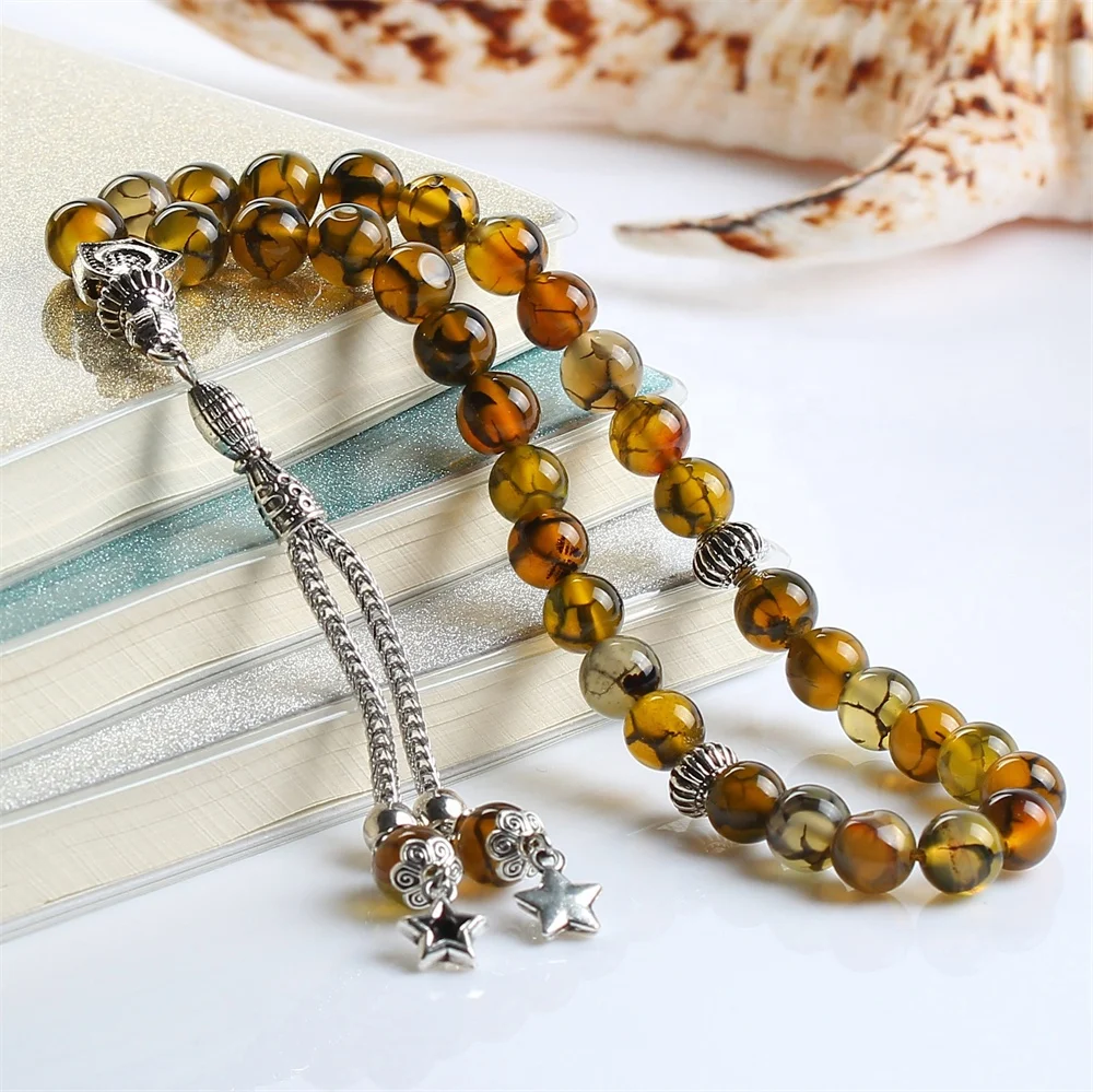 Wholesale Tasbeeh Natural agate Stone Beads 33  Rosary Muslim Tasbih Islamic Prayer Beads Necklace