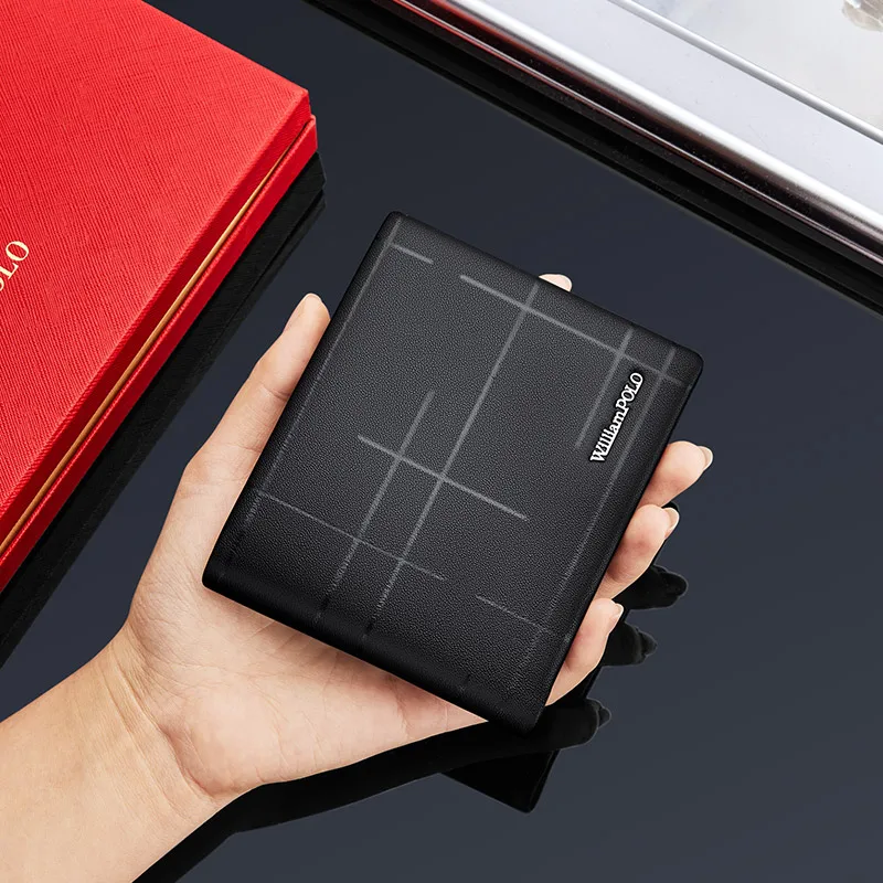 Лидер продаж 2022, новый мужской кожаный короткий черный кошелек, высококачественный Простой Модный легкий Роскошный кошелек, подарок на день рождения