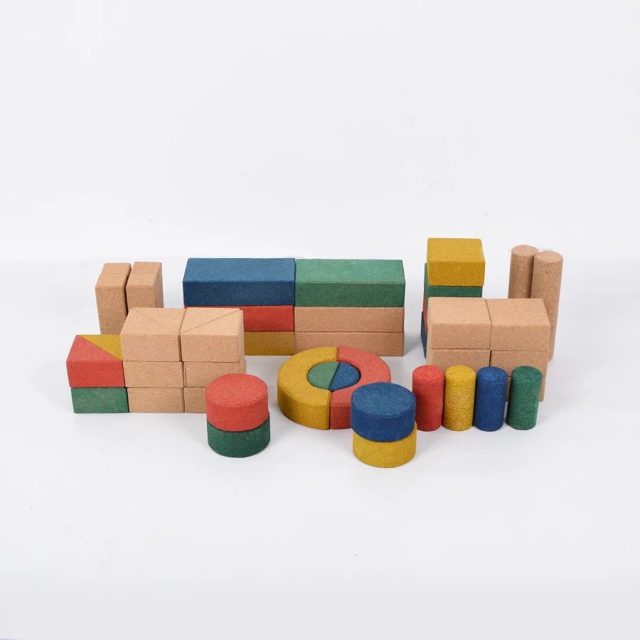 Children Kindergarten Montessori Teaching Educational Toys Wooden 48Pcs Cork Blocks For Kids