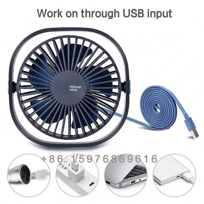 Portable Personal 360 Degree Rotatable Car Outdoor Travel 2000Mah Mini Desk Home Office Outdoor Desktop Fan