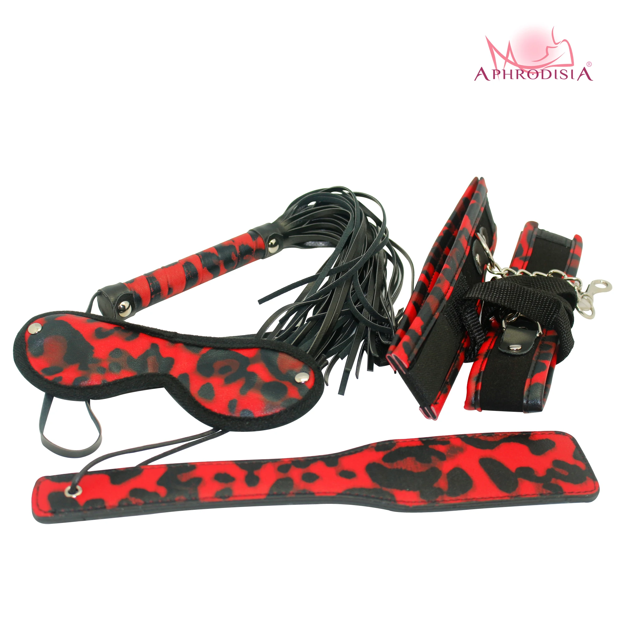 sex toys sex tools Paddle,whip, eye mask, cuffs,collar with leash -Red Passion Line