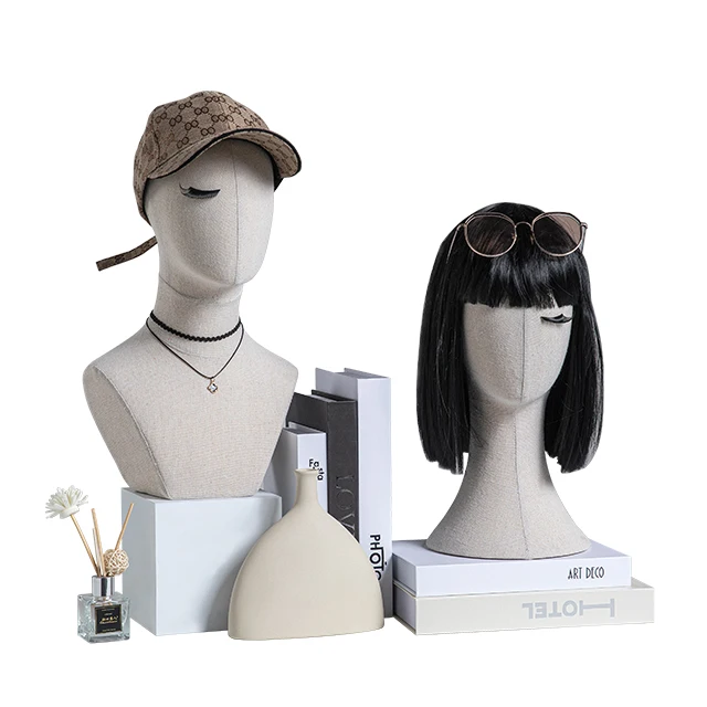 Fashion  Mannequin Head and Holder Mannequin Head Hat Display Head Display with wooden base