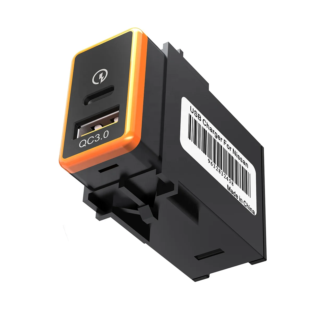 Car Charger PD + QC3.0 Port Type-C Socket Car USB Voltage Display Electronic Fast Charging forNissan for iPhone Huawei