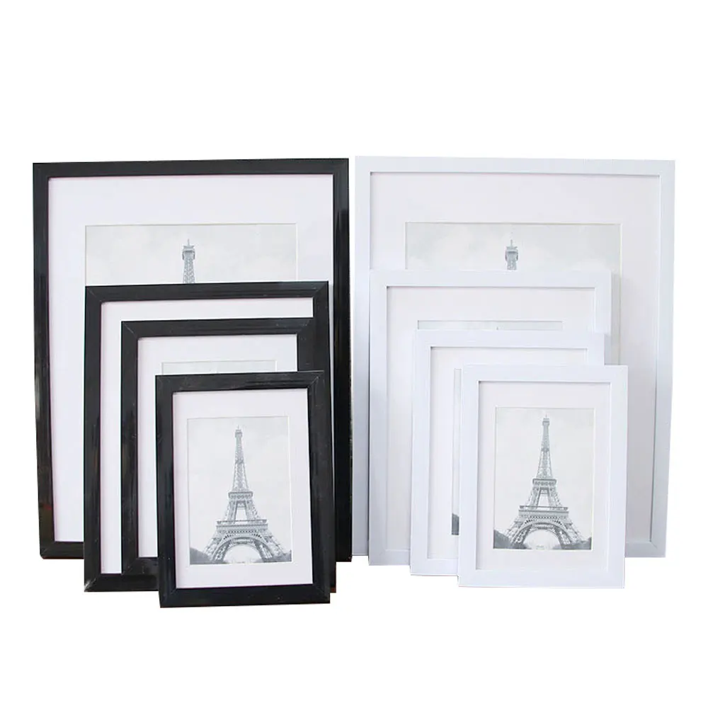 Wholesale White and Black A4/A3/4x6/5X7/6X8/8x10/11x14in MDF Wooden Photo Frame Silk Screen Printed Picture Frame