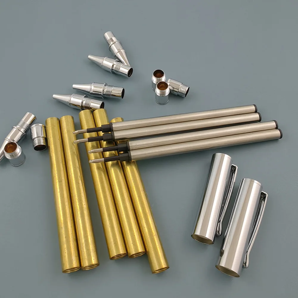woodturning craft solid brass pen parts wooden pen making kits DIY wood turning Tubeless fountain roller ball pen kit