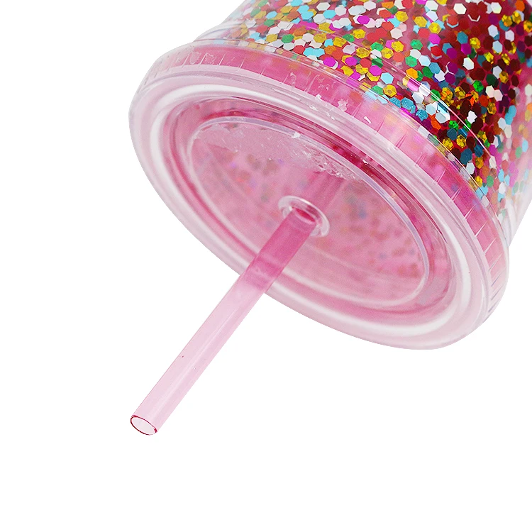 24FL 0Z 710 ML  Hot Sale Double Wall tumbler Drinkware Plastic bottle with color mixed Confetti inside