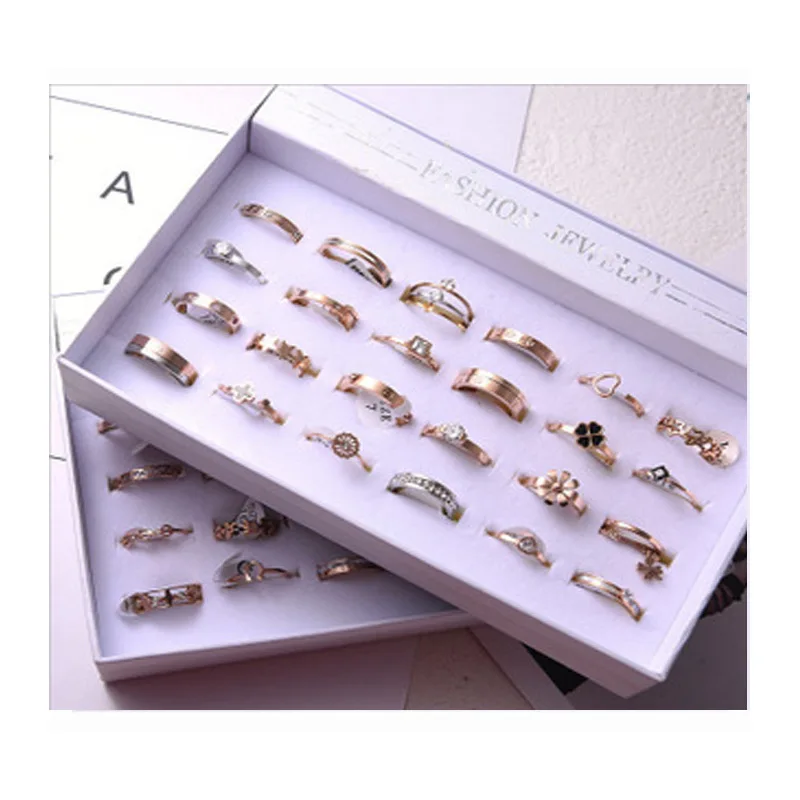 2021 Best Top Color Preserving Girls Rings Simple Style Stainless Steel Titanium Rings for Women Rose Gold Ring Mix Lot