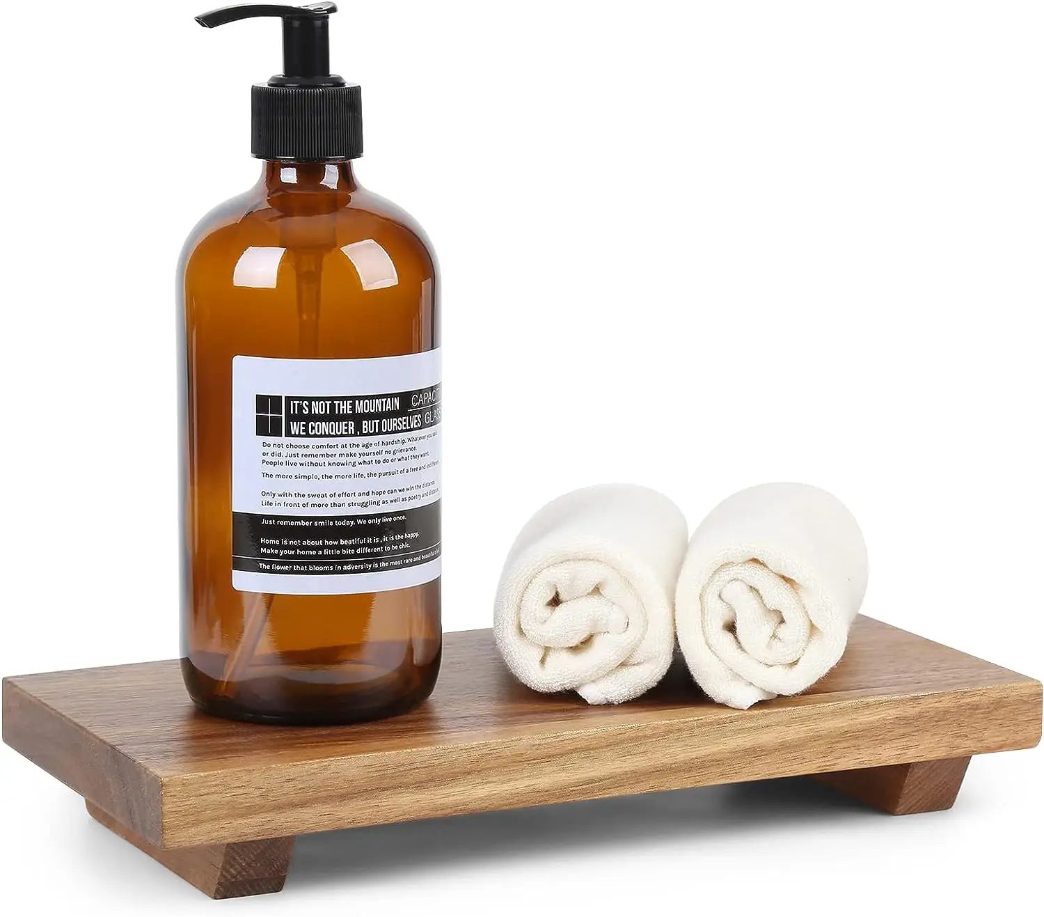 Wooden Pedestal Stand Riser Tray Soap Dish and Plant Holder for Kitchen and Bathroom Sink