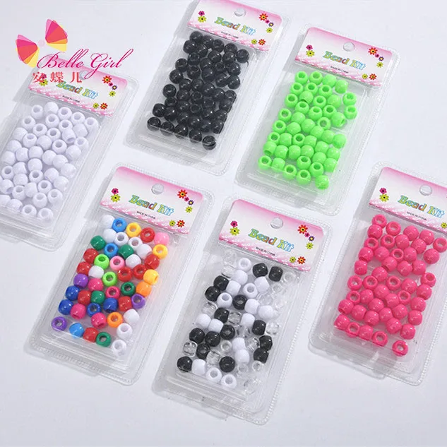 BELLEWORLD kids accessories about 40pcs hair decoration about big hole beads packs for dreadlocks 10*12 mm plastic pony bead
