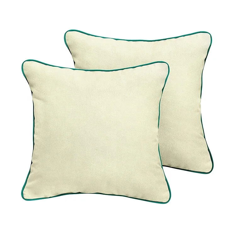 extra large cream throw pillow contrast piping cushion online store