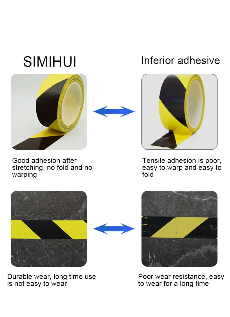 High Quality PVC Waterproof Acrylic SMH18766  Barricade Warning Tapes Safety Stripe Vinyl Tape