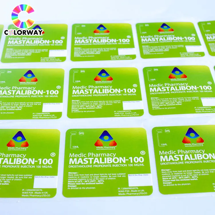 free design stamping red foil holographic 10ml vial label printing