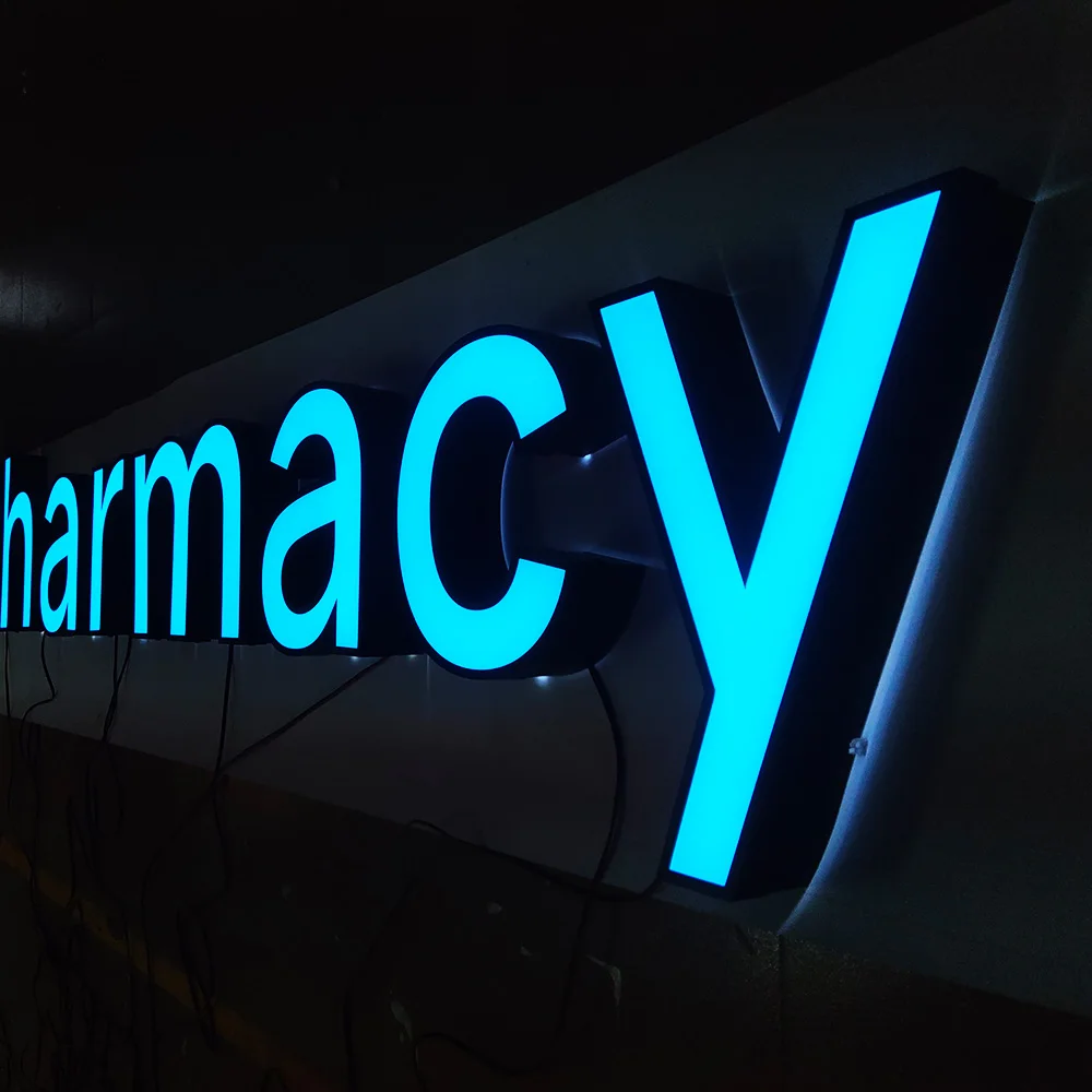 Большие ярды светодиодные световые буквы Рекламные Знаки металлическая доска акриловая передняя подсветка 3d